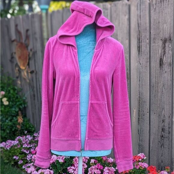 Juicy Couture Y2K Hot Pink Velour Bling Rhinestone Zip up Tracksuit Jacket. Medi - Picture 5 of 9